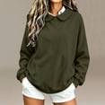 thumbnail image 2 of lcziwo Womens Solid Color Shirts Trendy Cute Peter Pan Collar Long Sleeve Pullover Oversized Athletic Sweatshirts Winter 2026 Army Green,L, 2 of 8