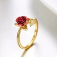 thumbnail image 4 of Eosunjian Women Circlet Red Rose Opening Leaf Adjustable Women Ring for Valentine's Day Silver, 4 of 13