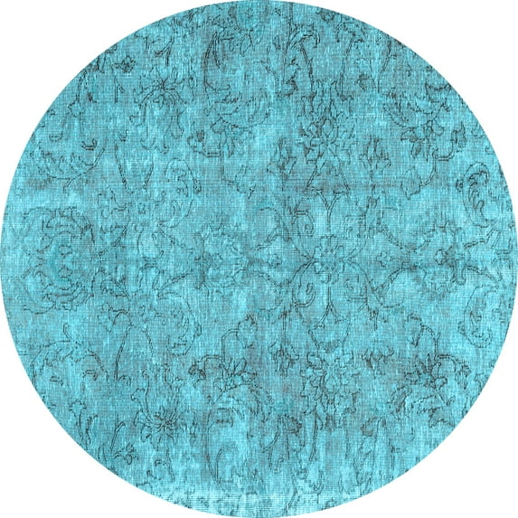 Ahgly Company Indoor Round Persian Light Blue Traditional Area Rugs, 5' Round