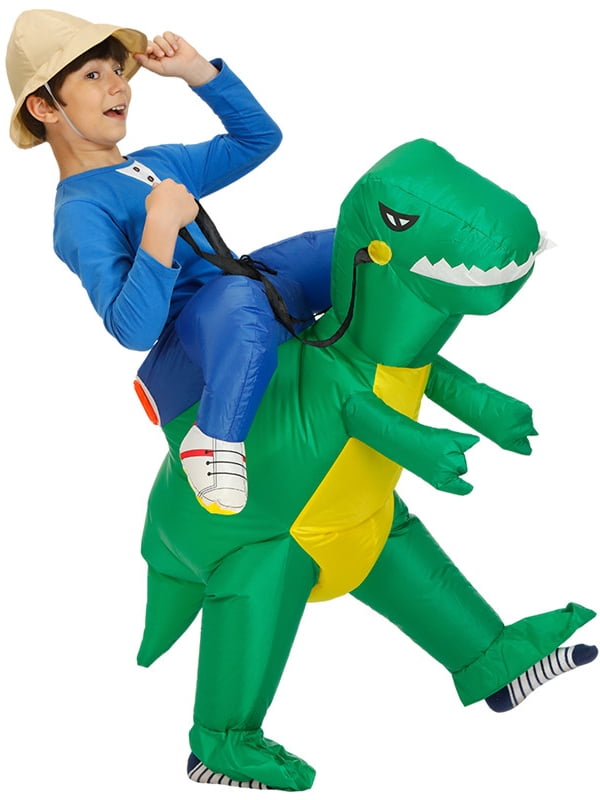 NEW Adult Kids Inflatable Costume Riding Dinosaur T-REX Cosplay Halloween Suit