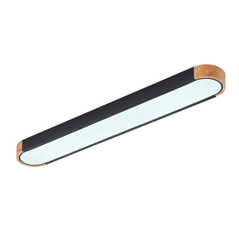 Aiwen 37.4" LED Linear Flush Mount Ceiling Light, Modern Matte Black Ceiling Fixture with PS Lampshade -- Perfect for Living Room, Entryway & Restaurant