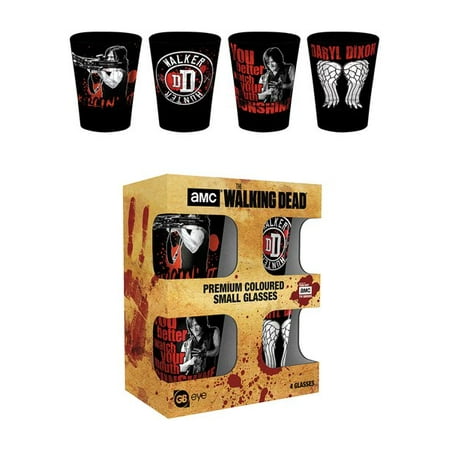 The Walking Dead - 4 Piece Colored Shot Glass Set / Shooters (Daryl Dixon - Hunger /