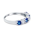 thumbnail image 2 of Art Deco Half Eternity Stackable Ring Blue Sapphire CZ 925 Sterling Silver Size 5, 2 of 6