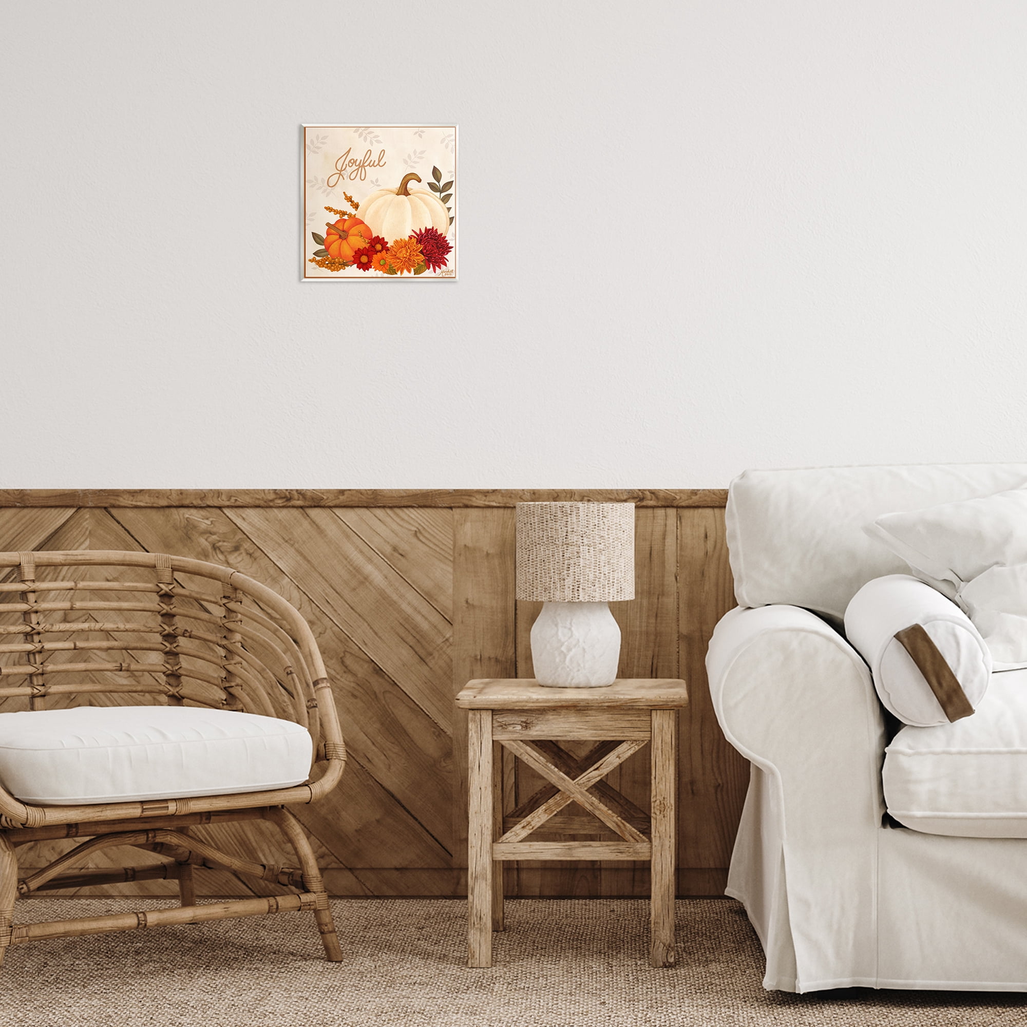 Stupell Industries Joyful Floral Pumpkins Holiday Painting Unframed Art Prints Wall Art, 12 x 12