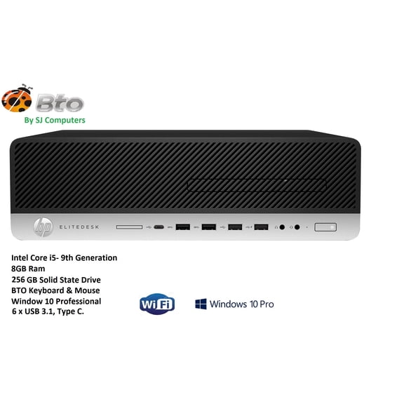 Restored HP EliteDesk 800 G5 SFF- Core i5-9500, 16GB Ram, 256 GB SSD, Win 10 pro, WiFi, Bluetooth (Refurbished)