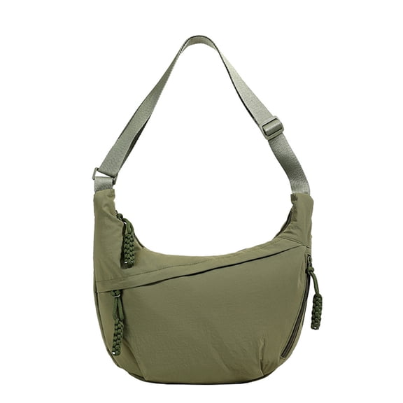 Women's Solid Color Nylon Slouchy Crescent Hobo Crossbody Bags Lightweight Casual Shoulder Purses Multi Pockets Adjustable Strap For Daily Work Travel Shopping