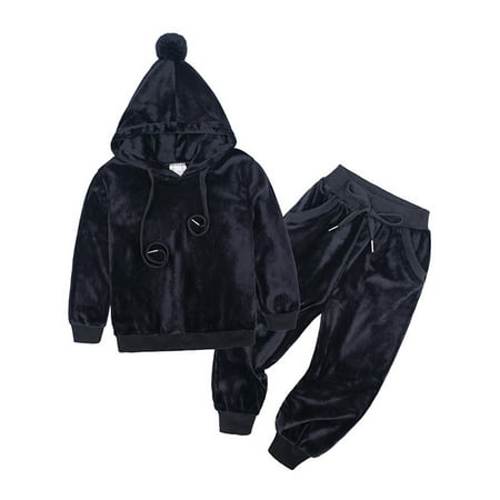 

BULLPIANO 9M-7T Toddler Baby Boys Girls Sweatsuits Set Velour Tracksuit 2 Piece Outfits Long Sleeve Hoodie Tops Sweatpants Jogger Set