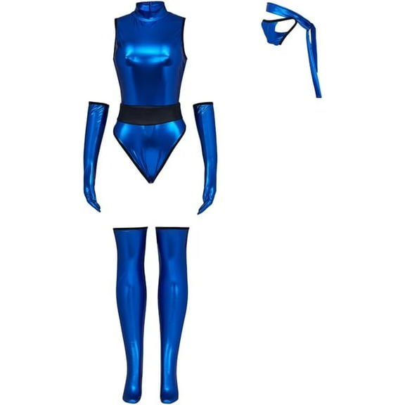 Women’s Kitana Blue Jumpsuit One Piece Outfit Fitted Full Body Design with Sleek and Stylish Look