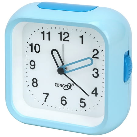REGALWOVEN Silent Mechanical Alarm Clock, Non-Tick Movement, Macaron Colors, Snooze Function for Bedroom Blue 4.4L x 1.9W x 4.1H