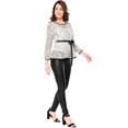 thumbnail image 4 of Blusas Tops Peplum De Encaje Semitransparente De ManLarCon CintuAnudaPaMujer Blanco L, 4 of 6