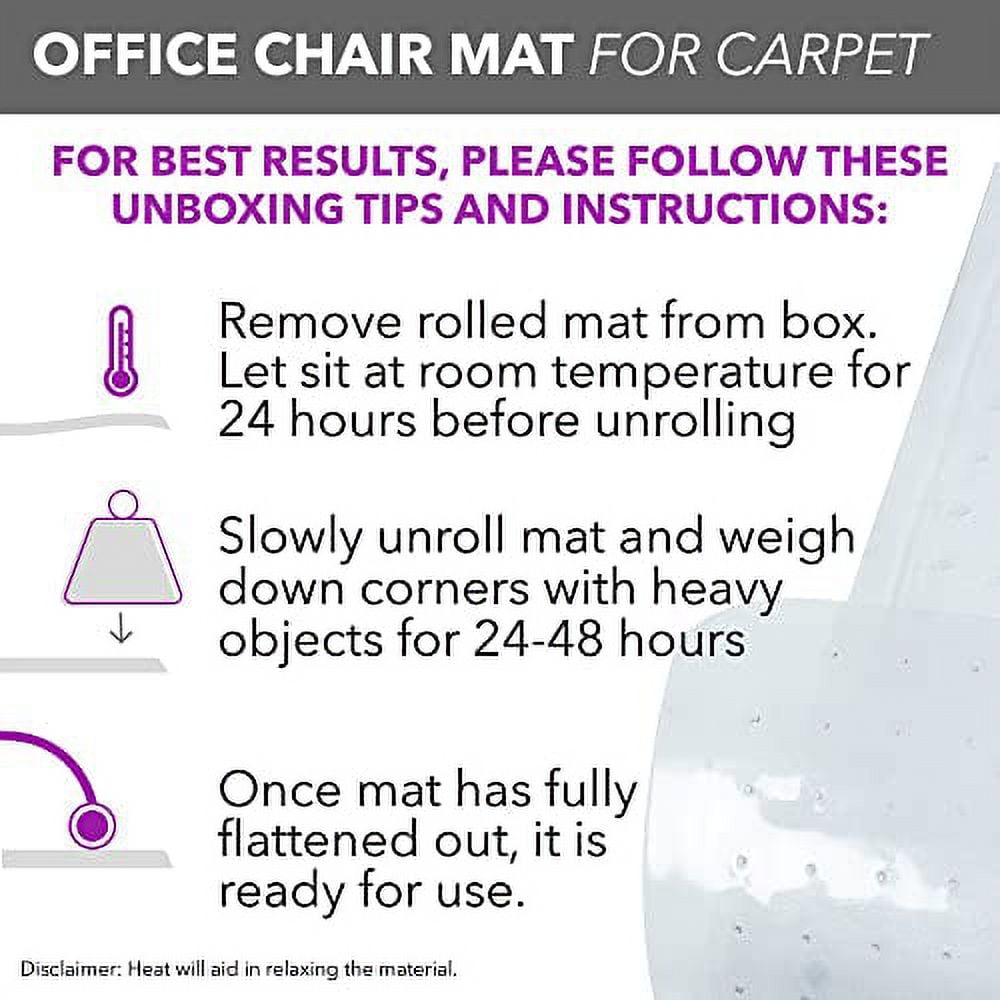 OFM Office Chair Mat for Carpet – Computer Desk Chair Mat for Carpeted  Floors – Easy Glide Rolling Plastic Floor Mat for Work, Home, Gaming with