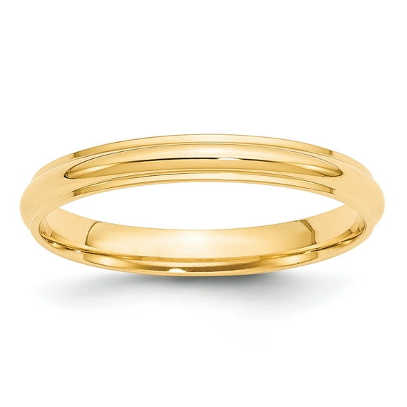14k Yellow Gold 3mm Half Round with Edge Band Size 10