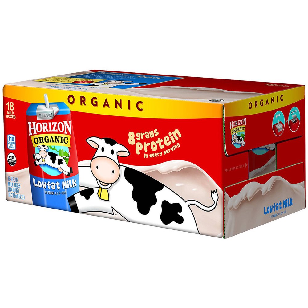 Horizon Organic Lowfat Milk, 8 oz Box (Pack of 18), Multiple Flavors