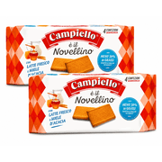 Campiello Novellino Light Biscuits for Tea Time- 100% Plant-Based Cookies with No Milk & Eggs, No Added Sugar, Fresh Milk & Acacia Honey- Enjoy Healthy Snacks  2 Pack  12.35oz/each