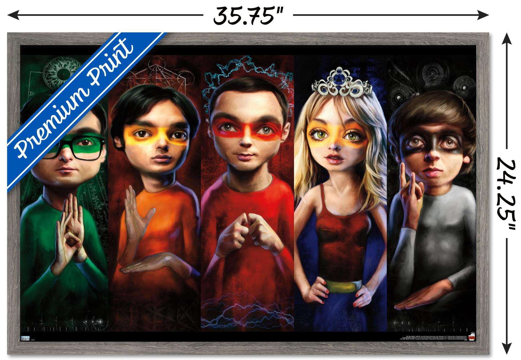 The Big Bang Theory - Faces Wall Poster, 22.375" x 34", Framed