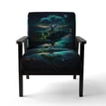 thumbnail image 4 of Designart "Vibrant Coastline Tree at Night" Blue Japon Landscape Upholstered Accent Chair - Traditional Arm Chair For Living Room, 4 of 5