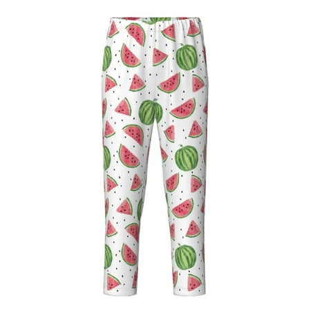 Fuzoiu Hand Drawn Watermelon Print Teenagers Pajama Pants Lounge Pants with 2 Pockets Elastic Waist Kids Sleep Bottoms Comfy Sleepwear PJ Bottoms for Kids-XS(5-6)