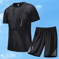 thumbnail image 2 of FRSASU Men's Short Sleeve T Shirts Shorts with Pockets Quick Dry Gym Athletic Clothes Workout Running 2 Piece Sets Summer Casual Black, 2 of 9