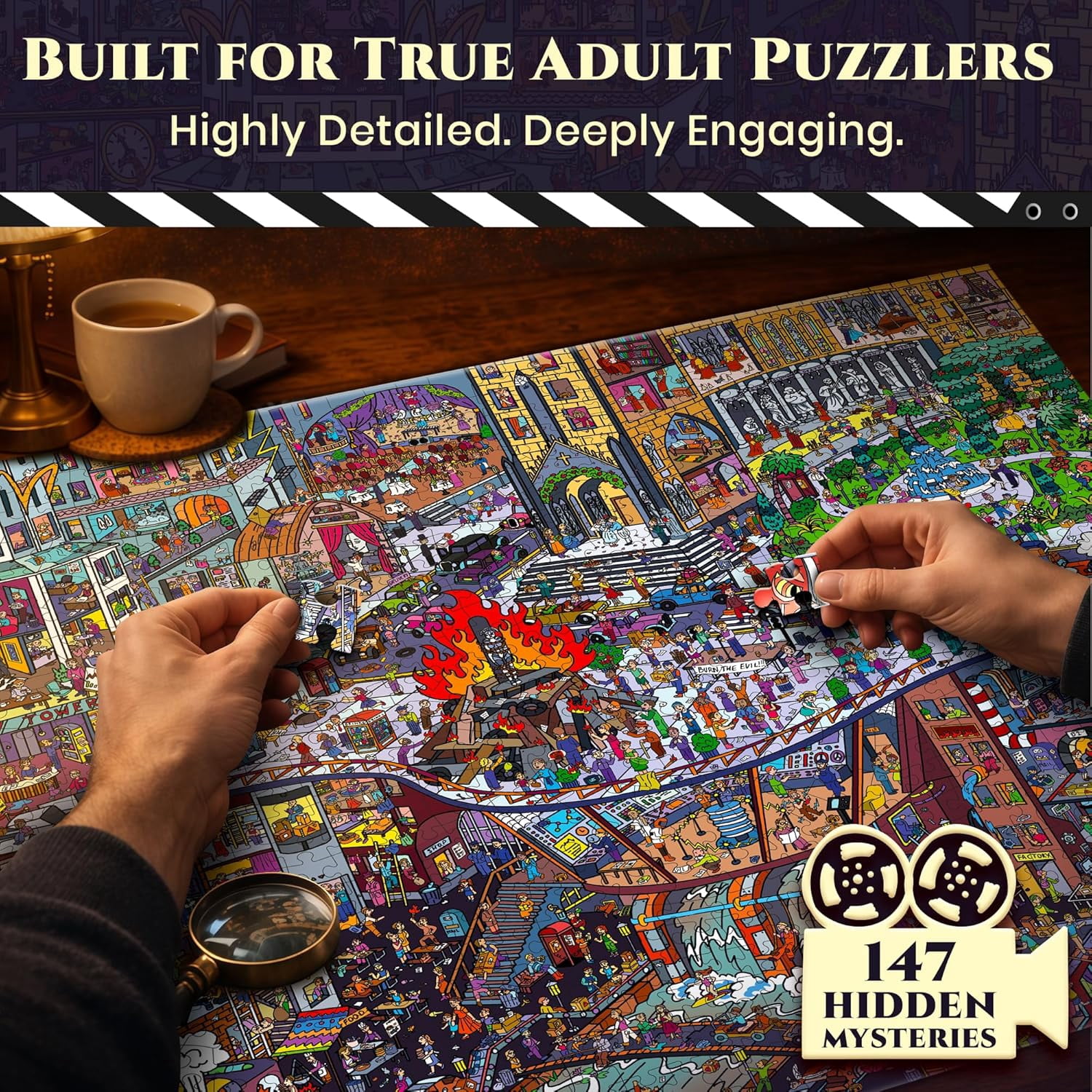 Quokka 1000 Piece Puzzle for Adults – Metropolis 1927 Sci-Fi Inspired Jigsaw - 147 Hidden Mysteries, 2 Secret Envelopes for Extended Immersive Experience