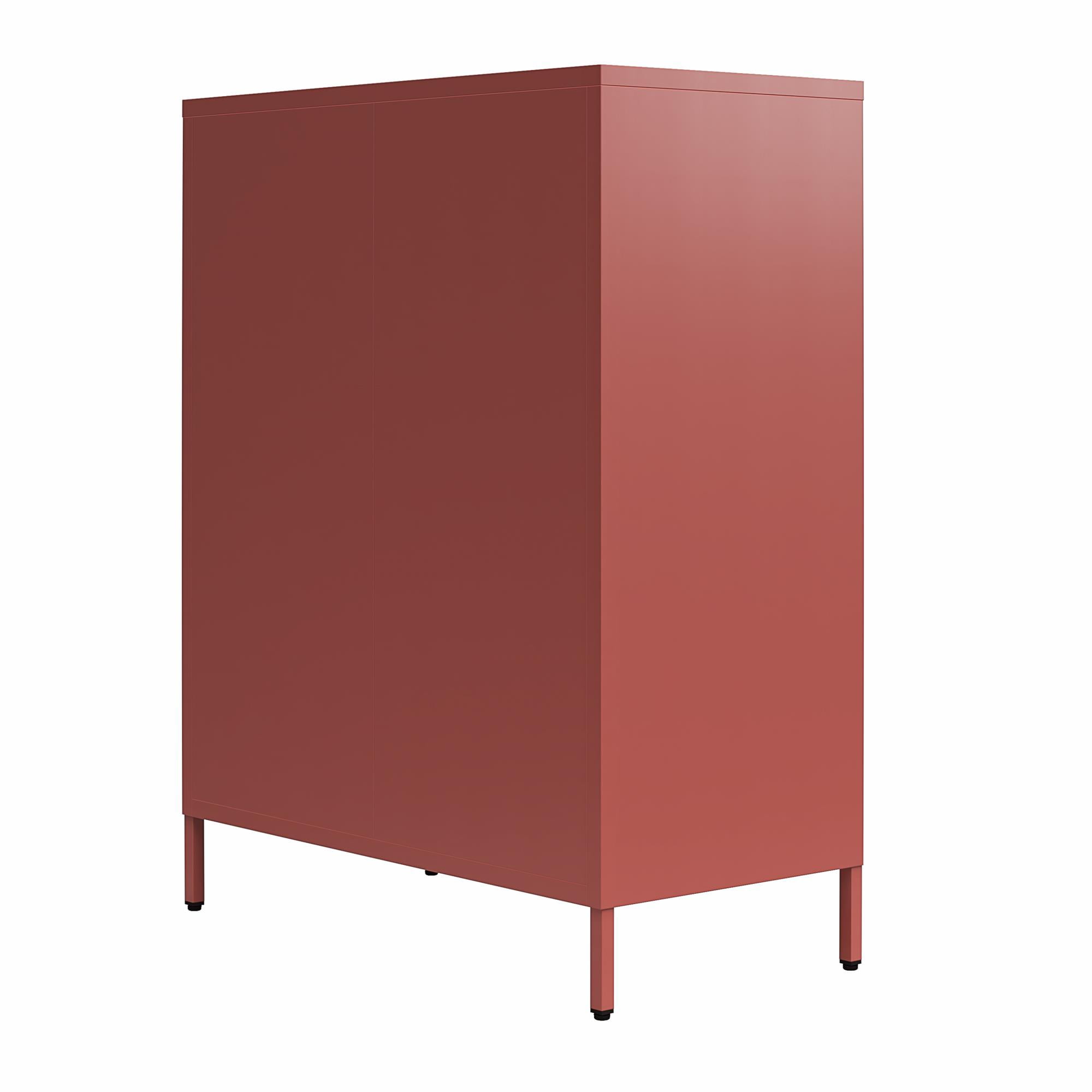 Novogratz Channing 2 Door Accent Cabinet-Mesh Metal Locker, Terracotta