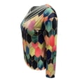 thumbnail image 4 of Cadeaux pour Femme Cravate-Teinte Imprimé Broderie Col Manches Longues Chemisier Tops, 4 of 5