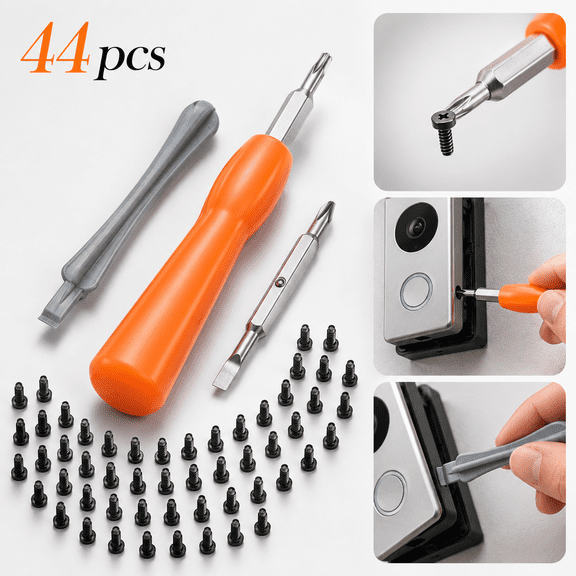 44pcs Ring Doorbell Screwdriver Replacement Kit T6 T15 Phillips Slotted Double-Ended Magnetic Screwdrivers for Ring Video Doorbell Replacement Password Reset, Orange
