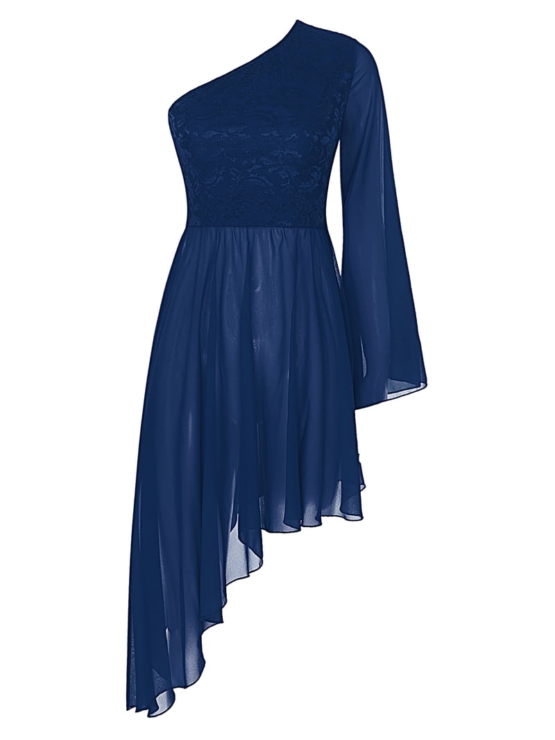 navy blue asymmetric hem one shoulder dress Rule Breaker One Shoulder Midi Dress Navy