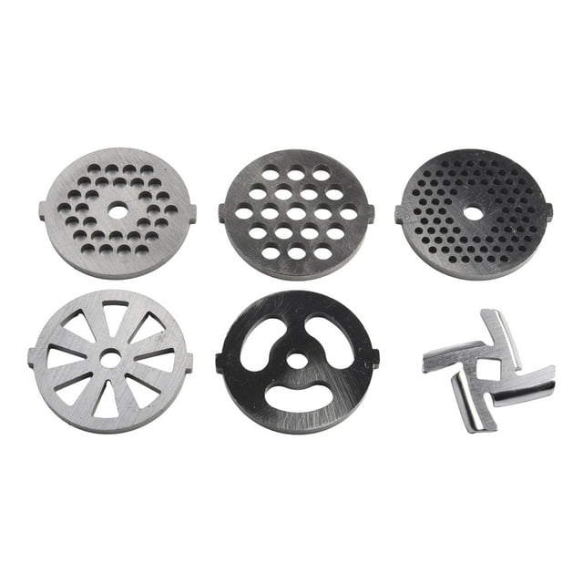 Mosiee 6Pcs Meat Grinder Mixer Plate Disc Stainless Steel Meat Grinder Blade 55Mm Replacement Parts Kitchen Equipment Accessories