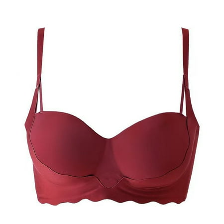 Yyeselk Women s No Underwire Minimizer Bra Push Up Adjustable Straps Bras Full Coverage Breathable Wireless Bras Red XL