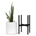 thumbnail image 4 of Maceta Cilindro Blanco Moderna Base De Metal Negra Interior/ext Macetas y maceteros Estilo moderno elegante y minimalista, 4 of 4