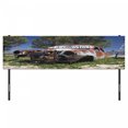 thumbnail image 3 of Vintage Car Headboard, Old Car Trees Greenery in the Famous Route 66 Road in USA Rustic Home Art, Upholstered Decorative Metal Bed Headboard with Memory Foam, King Size, Brown Green Blue, by Ambesonne, 3 of 4