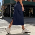 thumbnail image 4 of FchengtaiS Womens Cargo Skirt Drawstring High Waisted Quick Dry Maxi Skirt Summer Trendy A Line Long Skirts with Multi Pockets, 4 of 6