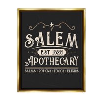 Stupell Industries Salem Apothecary Vintage Sign Graphic Art Metallic Gold Floating Framed Canvas Print Wall Art, Design by Angela Nickeas