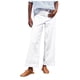 thumbnail image 1 of Pantalones capri de lino de cintura alta y pierna ancha para mujer - Pantalones casuales de negocios con bolsillos - Lisos/estampados, S-2XL, 1 of 8