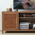 thumbnail image 6 of Wirrytor Mid Century Modern TV Stand with Storage Cabinet, 65 inch Low TV Console Table, Rattan TV Stand with Doors, Rustic Walnut TV Entertainment Stand with Shelves for Bedroom/Living Room, 6 of 8