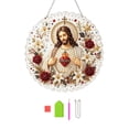 thumbnail image 2 of DIY Sacred Heart of Jesus Diamond Painting Suncatcher Hanging Ornament Kit, Pearl Round Acrylic Sun Catcher, Diamond Art Decor for Religious Catholic Christmas Indoor Decoration 20X20cm, 2 of 5