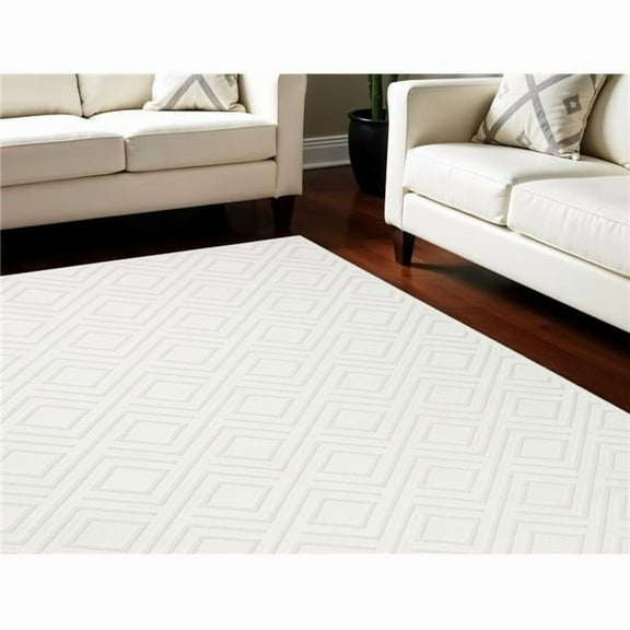 HomeRoots 564108 7 x 9 ft. Geometric Rectangle Area Rug, Cream