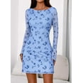 thumbnail image 3 of PRETTYGARDEN Women's Fall Fashion Floral Long Sleeve Mini Dress Mesh Bodycon Short Party Date Night Going Out Dresses, 3 of 10