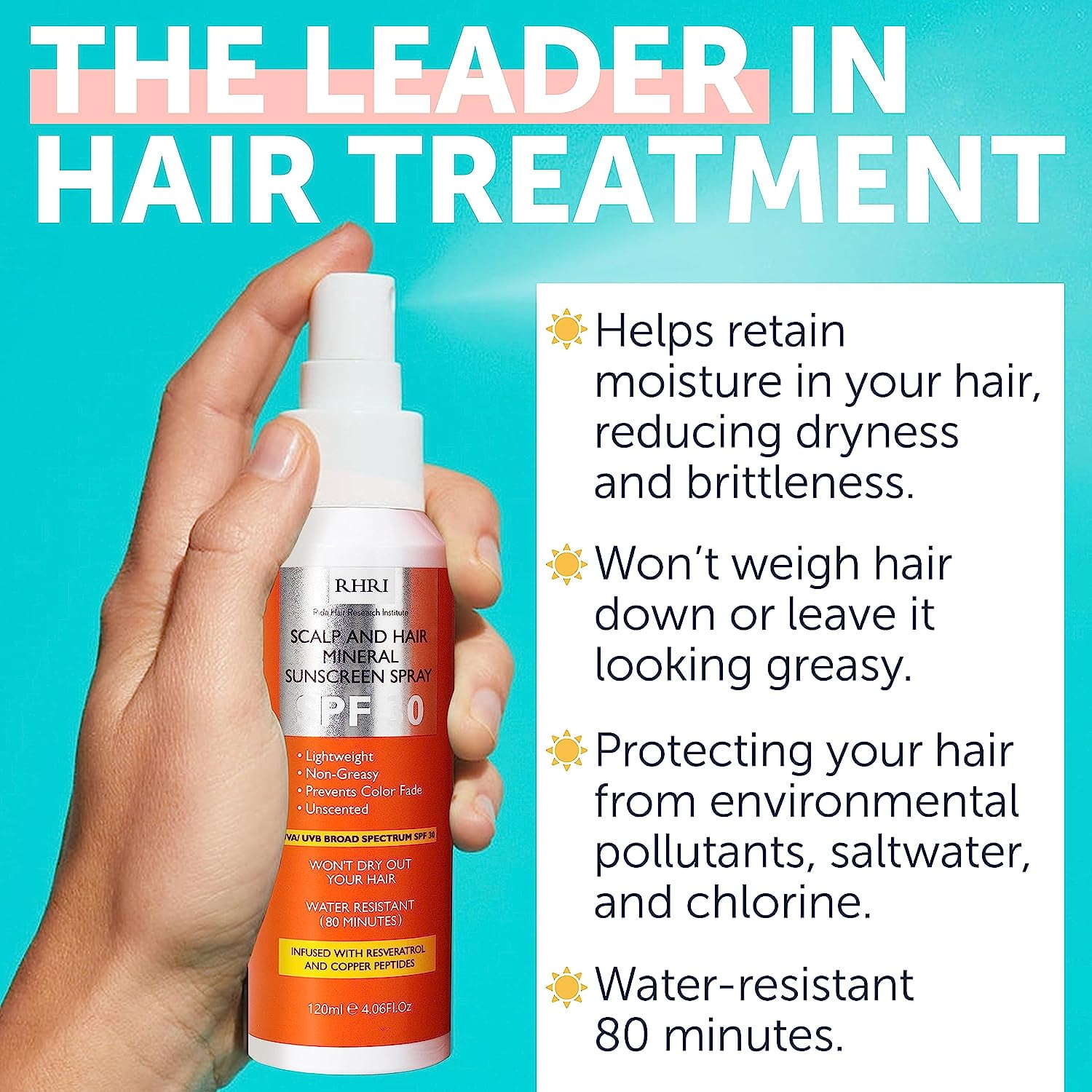 Premium SPF 30 Hair Sunscreen Spray | Sunscreen for Hair and Scalp | Protect from Harmful UV Rays, Color Fade, and Dryness | Non-Greasy Formula