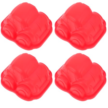 HOOWIFFY 4Pcs Silicone Car Model Molds Red and Sturdy for Home Crafting and Baking