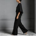 thumbnail image 6 of Workout Sets for Women Short Sleeve Flowy 2 Piece Sets for Women 3/4 Sleeve Loose Tops Wide Leg Pants Matching Suit for Office Vacation Wear Black L, 6 of 6