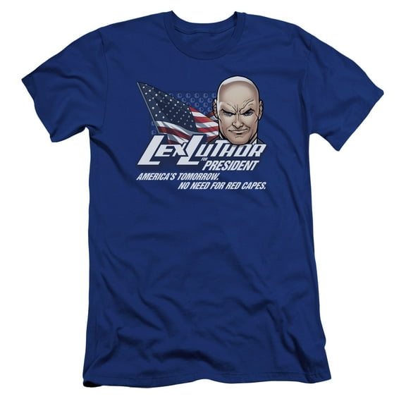 Superman Lex For President Premium Adult Slim Fit 30/1 T-Shirt Royal Blue