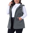 thumbnail image 4 of Agnes Orinda Women's Plus Size Anorak Utility Vest Drawstring Lightweight Sleeveless Cargo Hooded 4X Dark Gray, 4 of 6