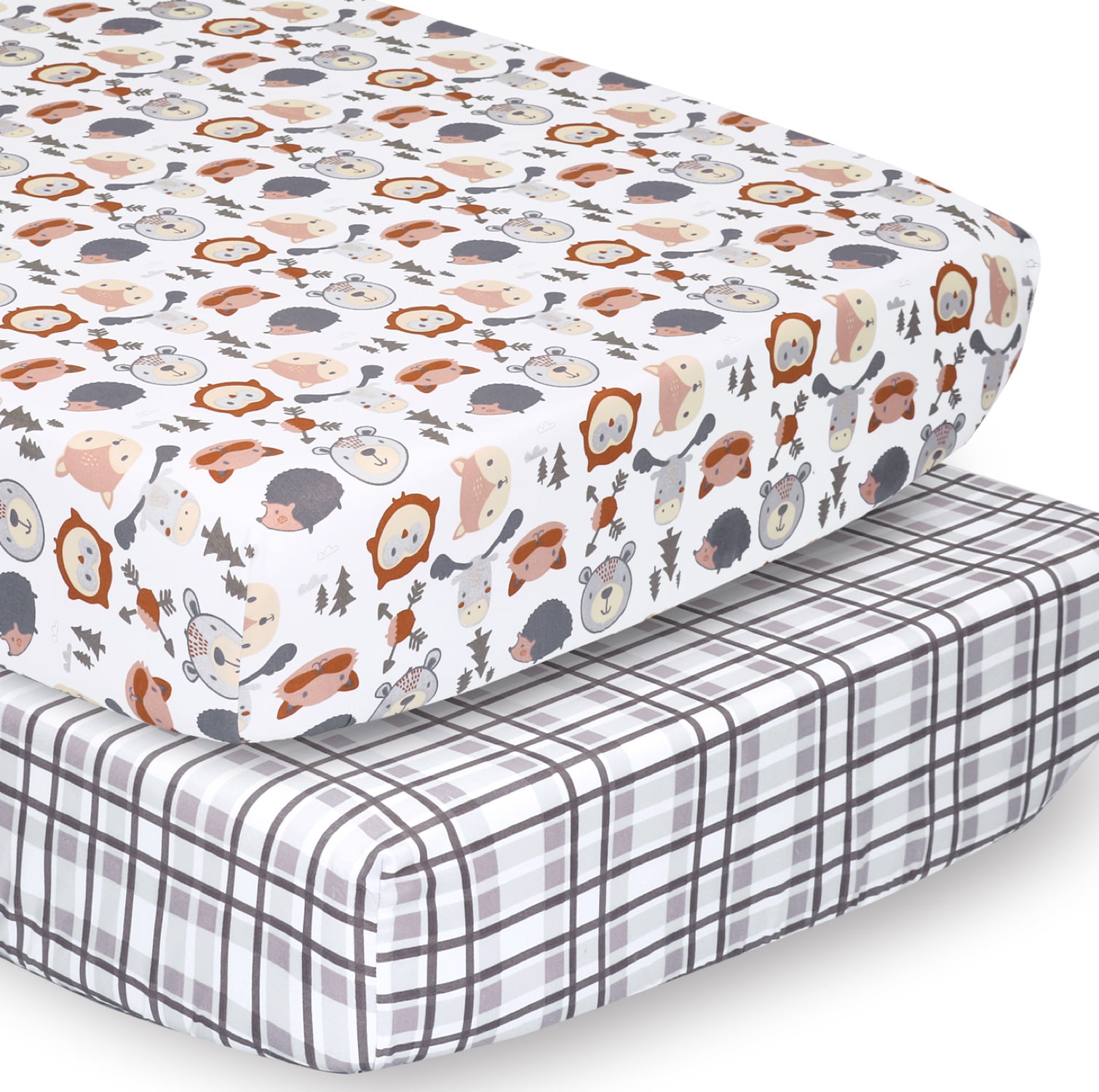 Fits Standard Crib Mattresses The Peanutshell Fitted Crib Sheet Set for Baby Boys or Girls 2 Pack Sheets in Plaid & Farm Themes 