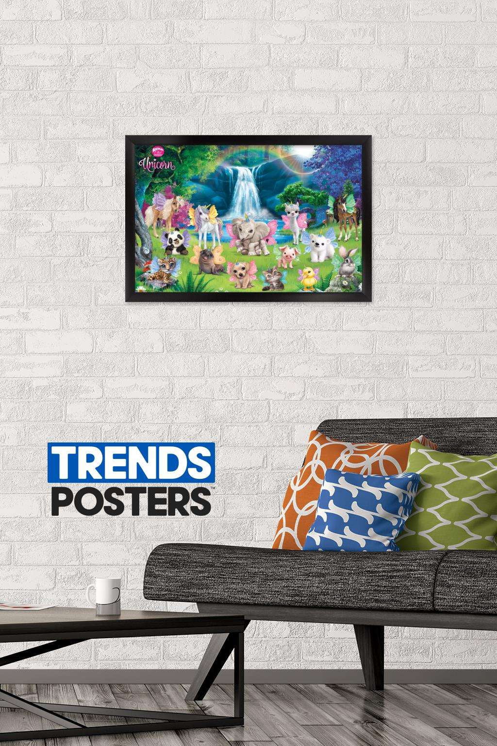 Animal Club - Unicorn Group Wall Poster, 14.725" x 22.375", Framed
