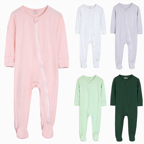 6-12 Months Preemie Newborn Infant Baby Boys Girls Rompers Footed Pajamas Zipper Long Sleeve Sleeper Jumpsuit Toddler Crawling Clothes Newborn Baby Clothes
