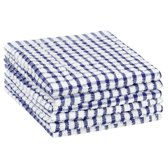 REGALWOVEN 6 Paquete de Toallas de Cocina de Algodón con Diseño a Cuadros Azul 11" x 16"