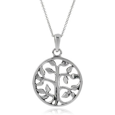 Brinley Co. Women's Sterling Silver Round Tree of Life Pendant, 18