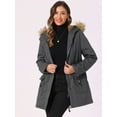 thumbnail image 2 of Unique Bargains Women Windproof Winter Parka Puffer Coat with Faux Fur Hood 2XL Gray, 2 of 6