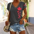 thumbnail image 2 of Women'S T Shirts Day Graphic Short Sleeve Canadian National Travel Workout Shirts Women Size L, 2 of 5